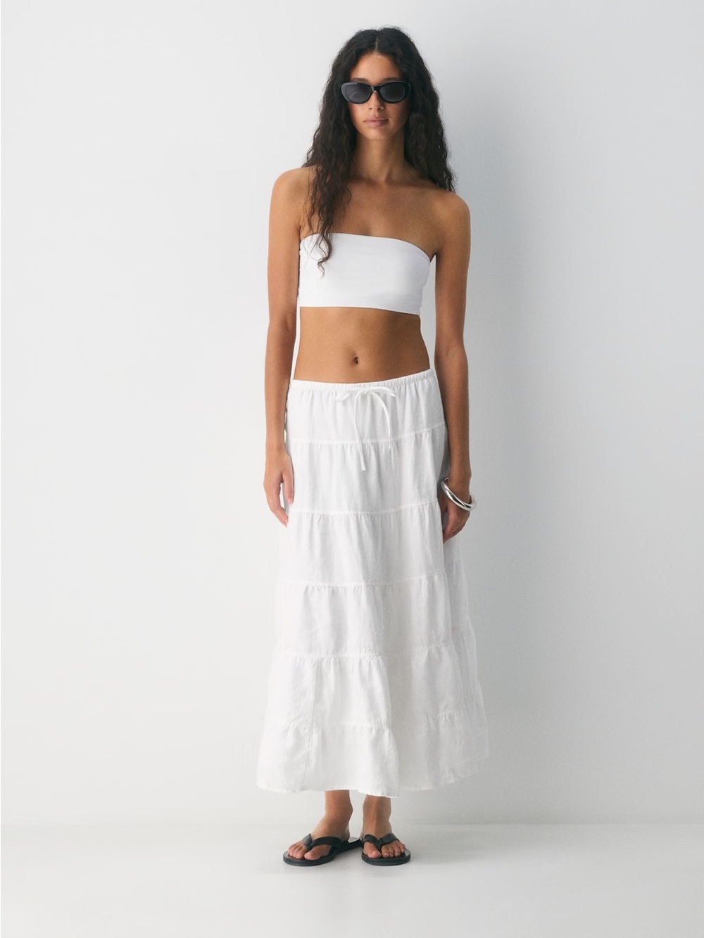 Aritzia Wilfred Wilfred Bouquet Linen Skirt - White